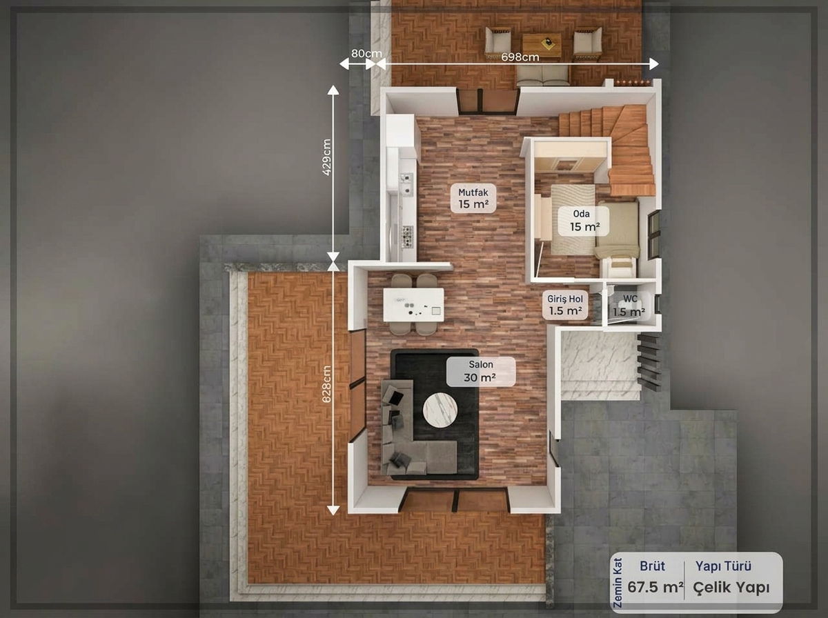 143 m2 Çelik Ev Modelleri ve Özellikleri | Sekiz Prefabrik