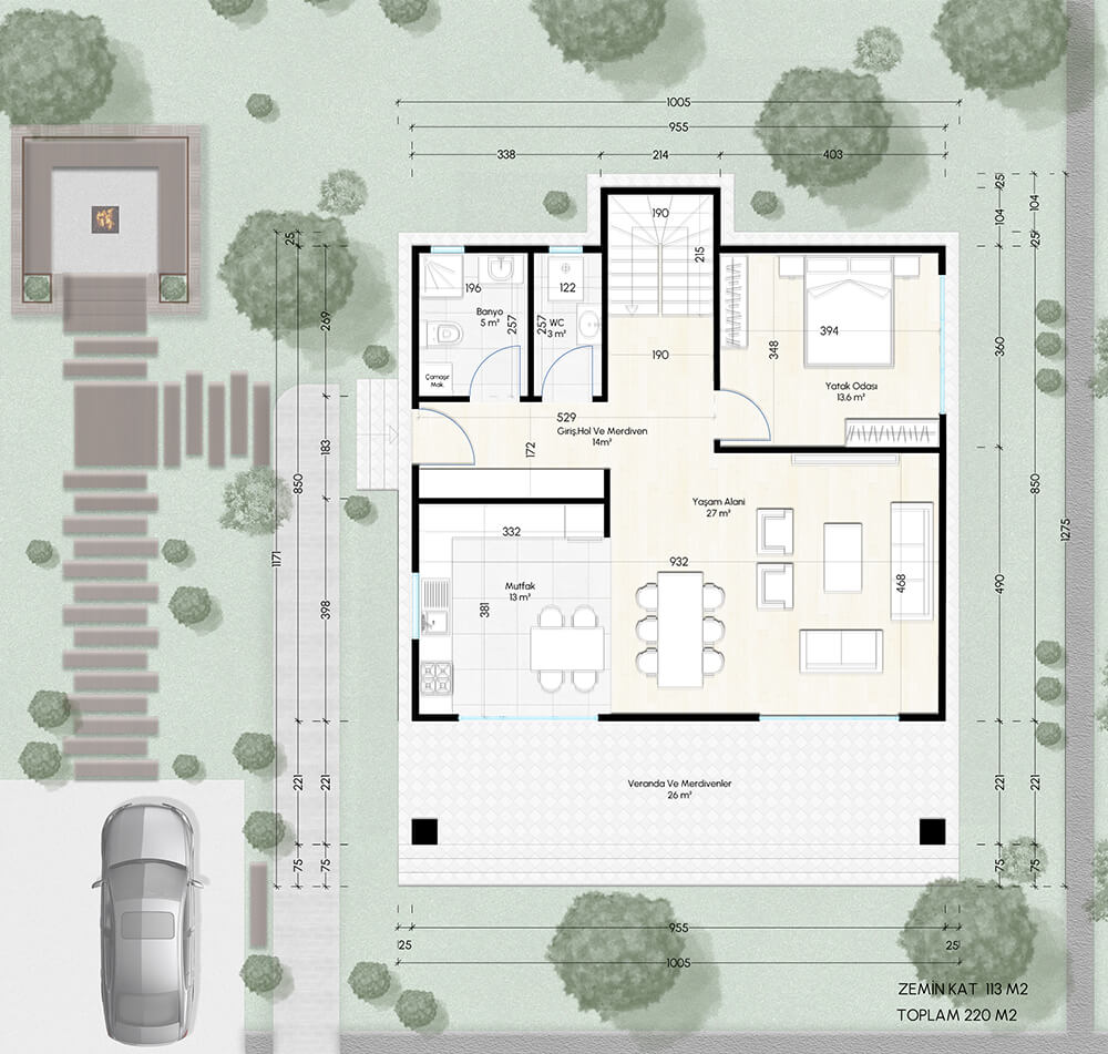 220 m² Çift Katlı Çelik Ev (SD-2220) | Sekiz Prefabrik İzmir & Manisa