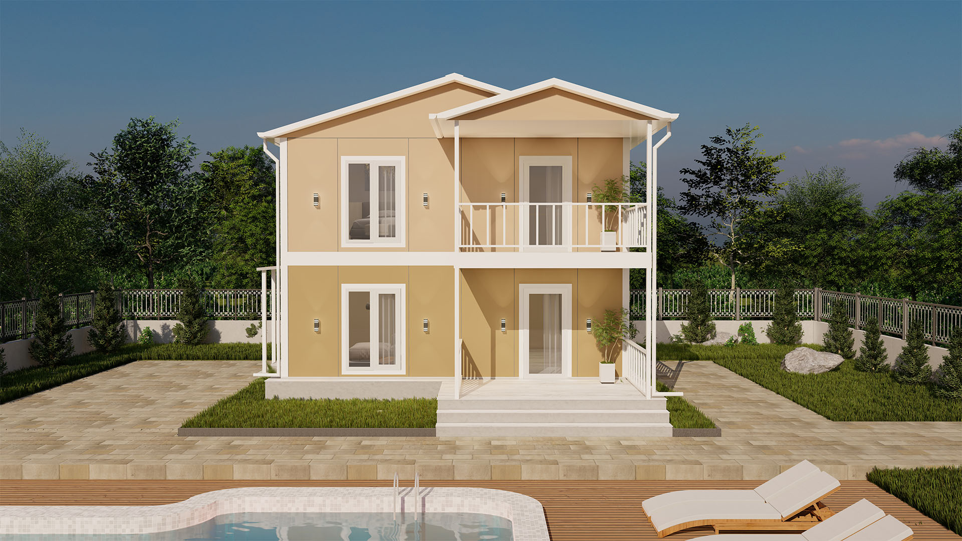 114 m² Çift Kat Prefabrik (PD-2114) | Sekiz Prefabrik İzmir & Manisa