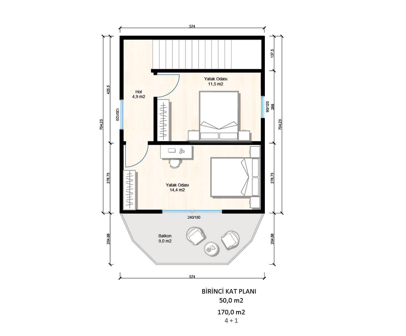 170 m² Çift Katlı Çelik Ev (SD-2170) | Sekiz Prefabrik İzmir & Manisa