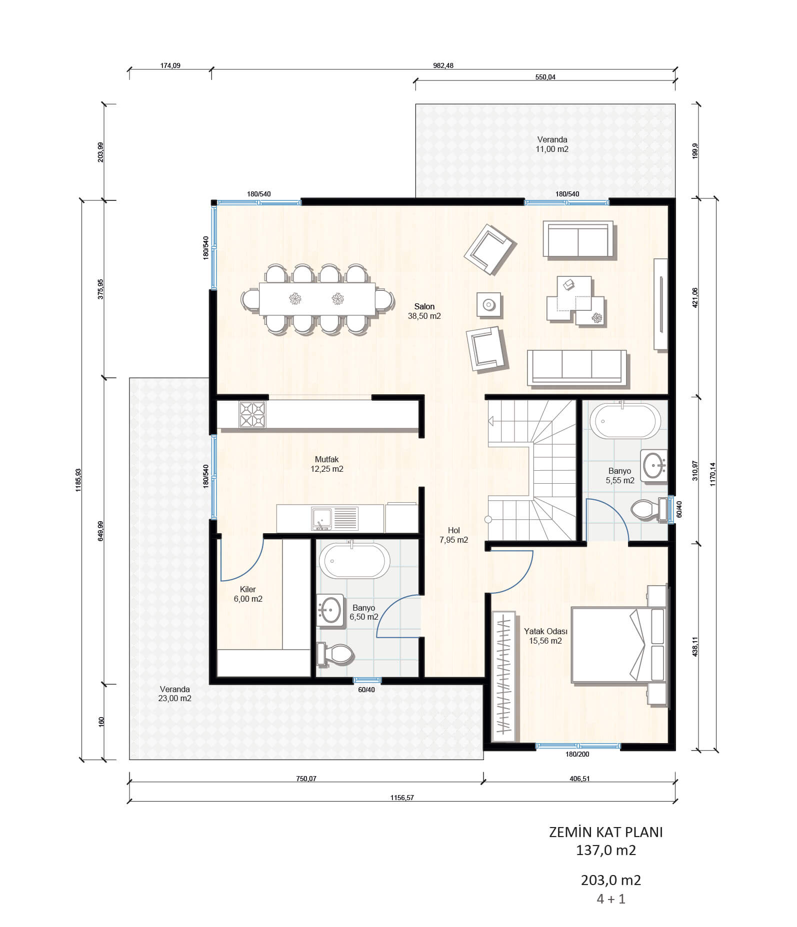 203 m² Çift Katlı Çelik Ev (SD-2203) | Sekiz Prefabrik İzmir & Manisa